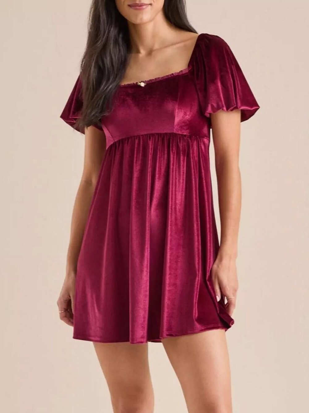 Altar'd State Velvet Babydoll Dress